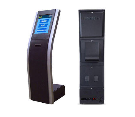 Киоск для выдачи талонов с сенсорным экраном и встроенным термопринтером для автоматизированных систем управления очередями в различных бизнес-средах